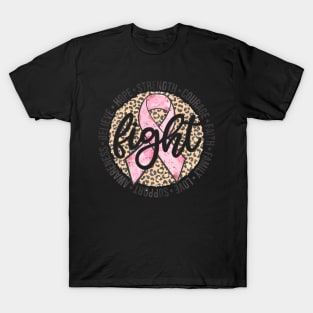 Leopard Cheetah Print Fight Breast Cancer Awareness T-Shirt